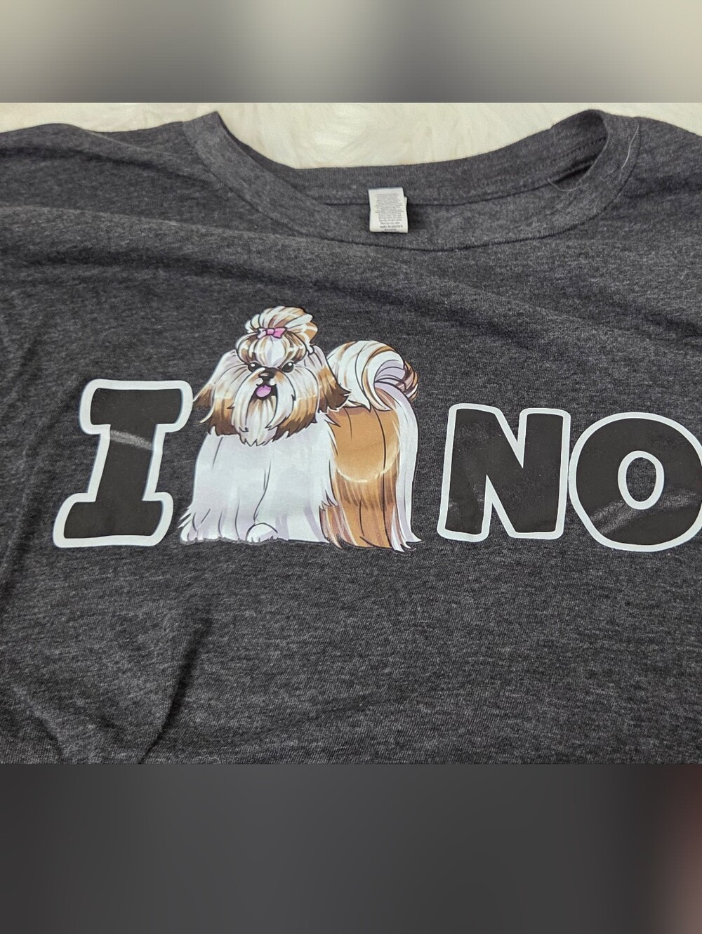 Graphic Pet Lover T-Shirt - Gray "I (Shih Tzu) Not" dog Bella Canvas Large Long - Picture 2 of 7